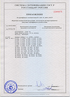 Приложение к сертификату соответствия продукции TIMO